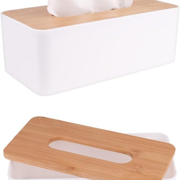 Tissue Box Holder for Bathrooms,Bamboo Cover Plate,Home and Office1 Pack - Picture 3 of 7